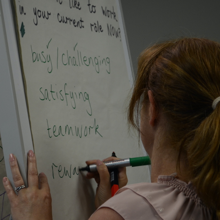 square image chantalle rose writing about team work at flipchart