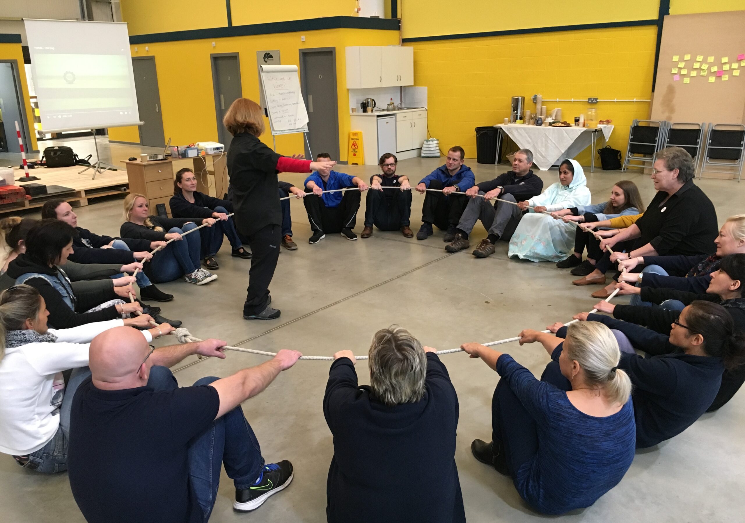 very large image chantalle rose facilitating from centre of perfect team circle